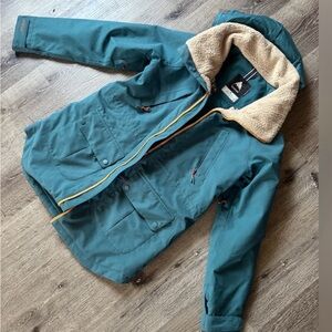 Burton Teal Hooded Jacket with Sherpa Lining